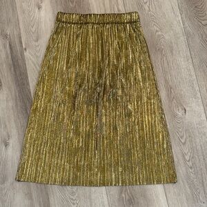 Zara Metallic Gold A-Line Skirt